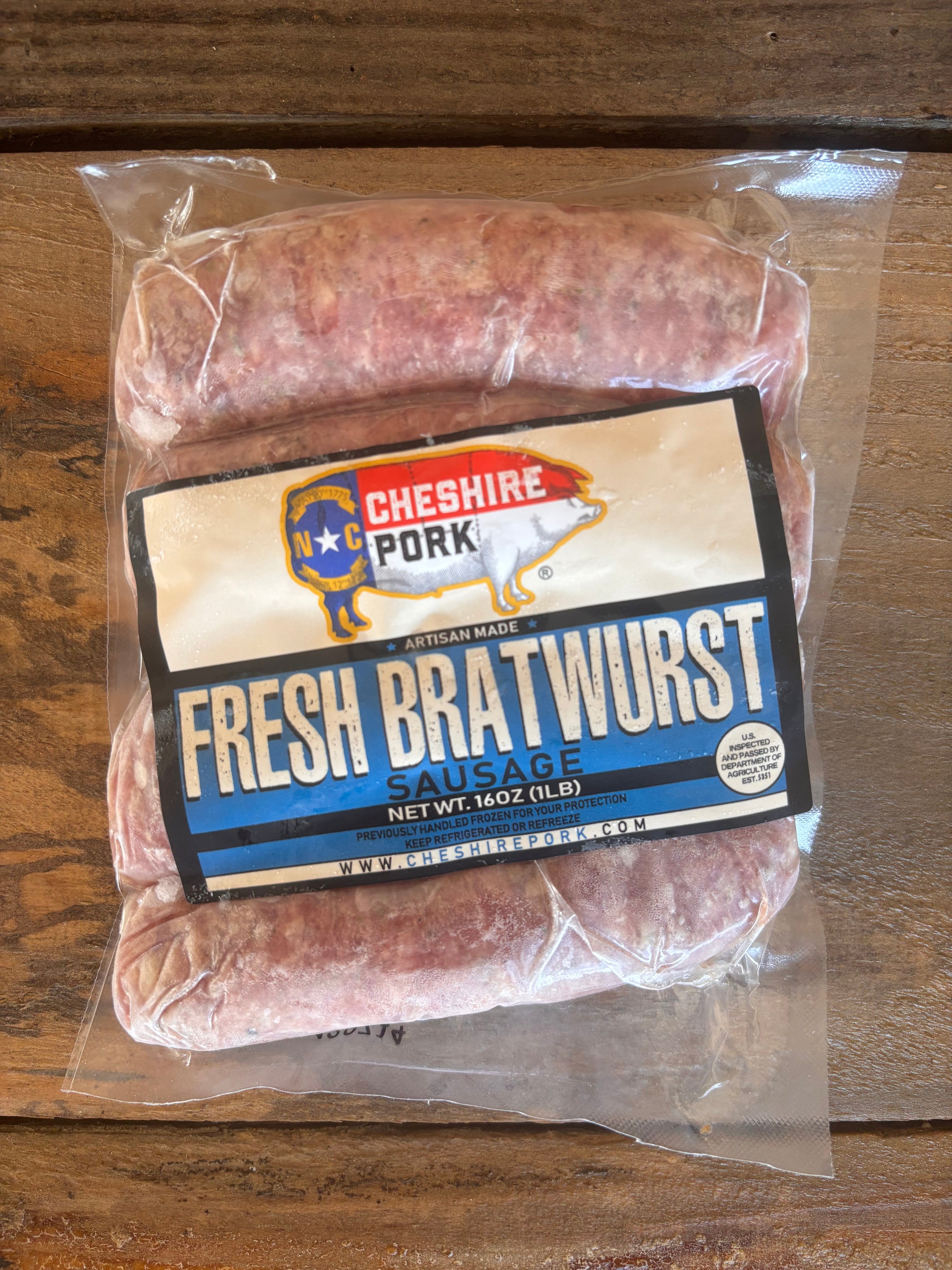 Pork - Bratwurst links approx 15-17 oz- LOCAL